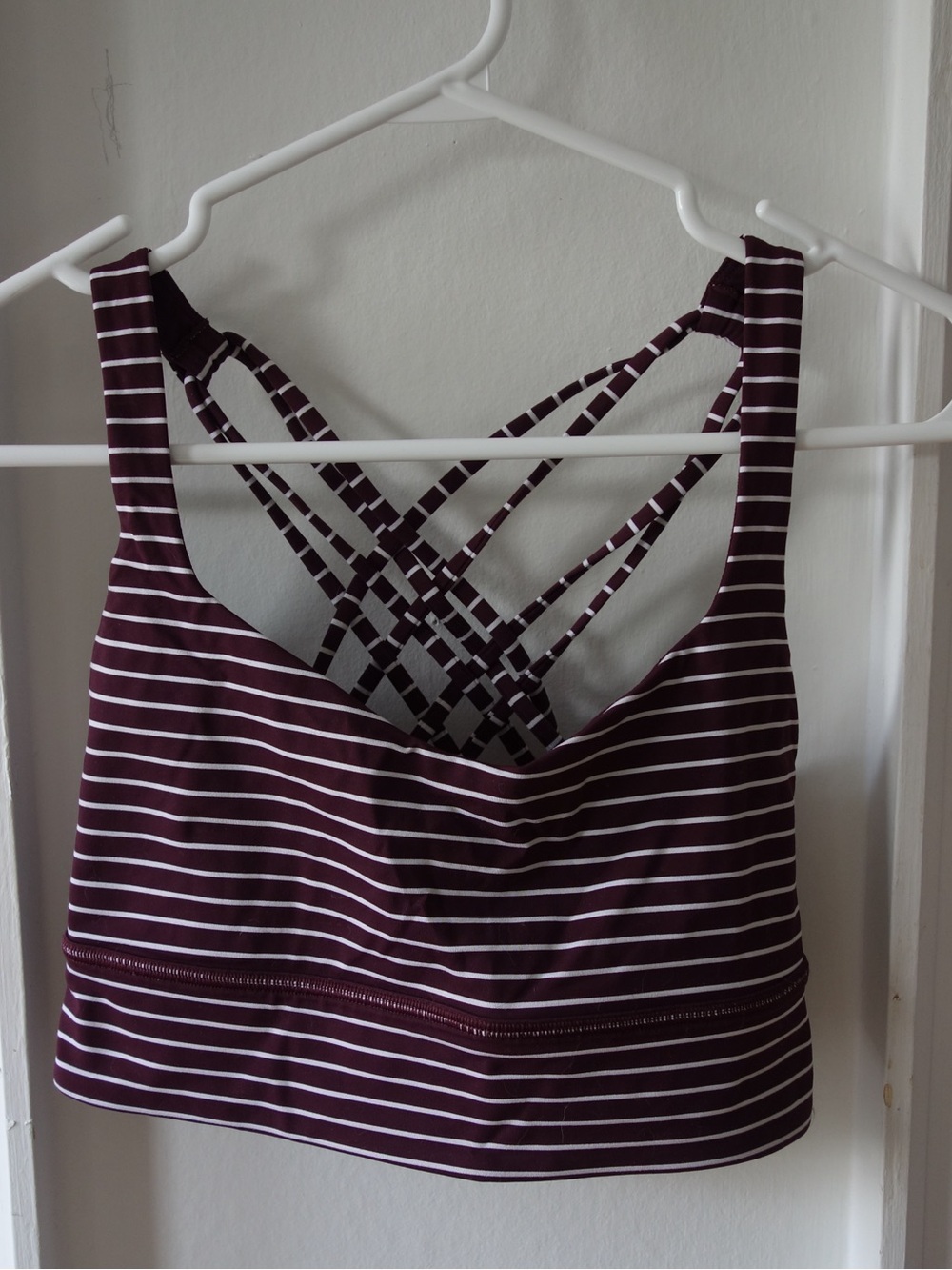 lululemon athletica Strappy Back Sports Bra - Maroon & White Stripe
